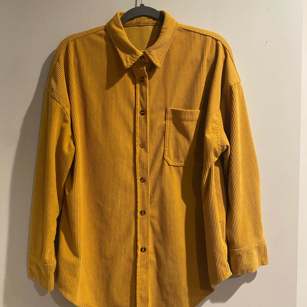 Mustard Yellow Corduroy Button-Up Shirt